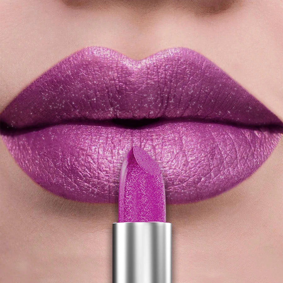 Bold Metallic Glitter Lipstick - Long Lasting Pearlescent Lip Tint - ZOOMNSTORE