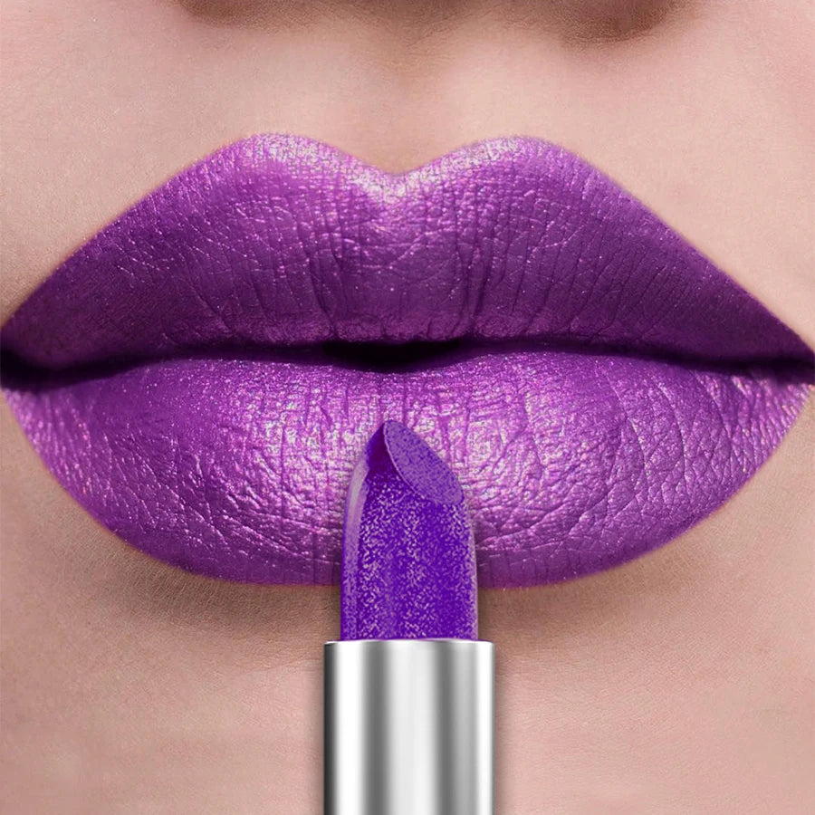 Bold Metallic Glitter Lipstick - Long Lasting Pearlescent Lip Tint - ZOOMNSTORE