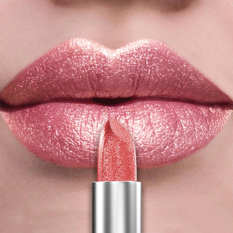Bold Metallic Glitter Lipstick - Long Lasting Pearlescent Lip Tint - ZOOMNSTORE