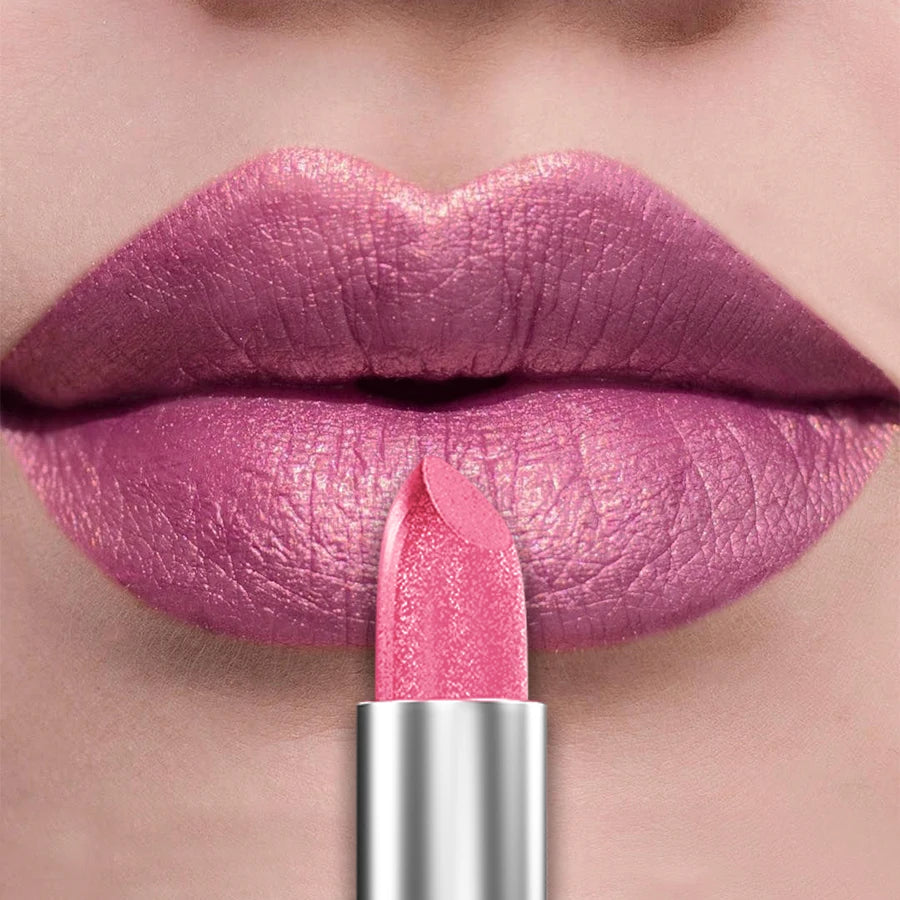 Bold Metallic Glitter Lipstick - Long Lasting Pearlescent Lip Tint - ZOOMNSTORE