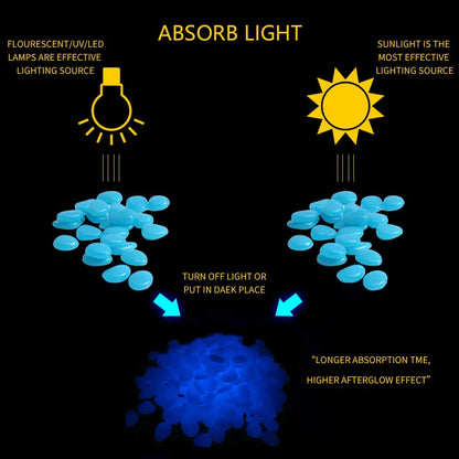 Glow in The Dark Pebbles - Luminous Stones for Outdoor Decor and Fish Tanks - ZOOMNSTORE