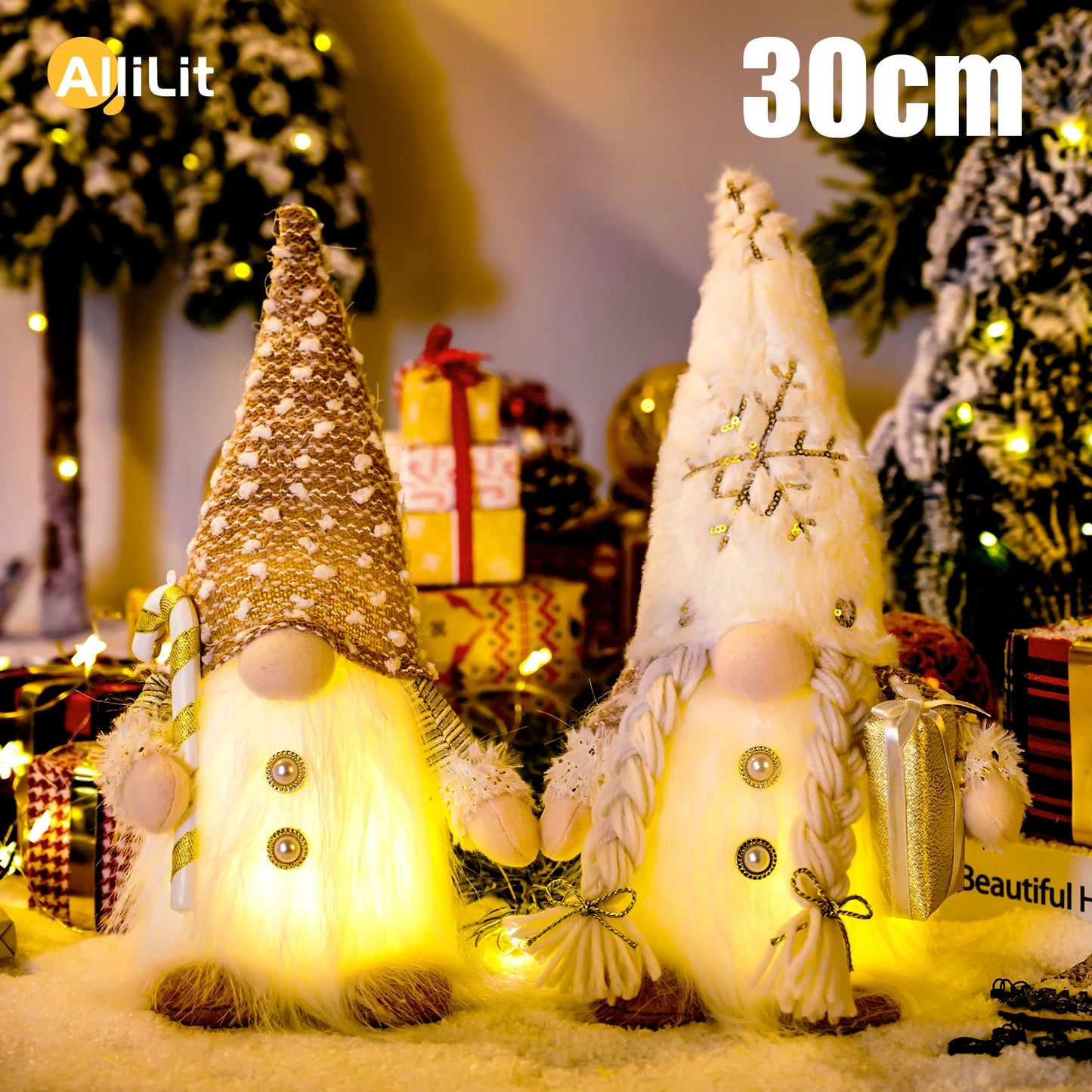 Glowing Gnome Doll - Christmas Tree Night Light Decoration 30cm - ZOOMNSTORE