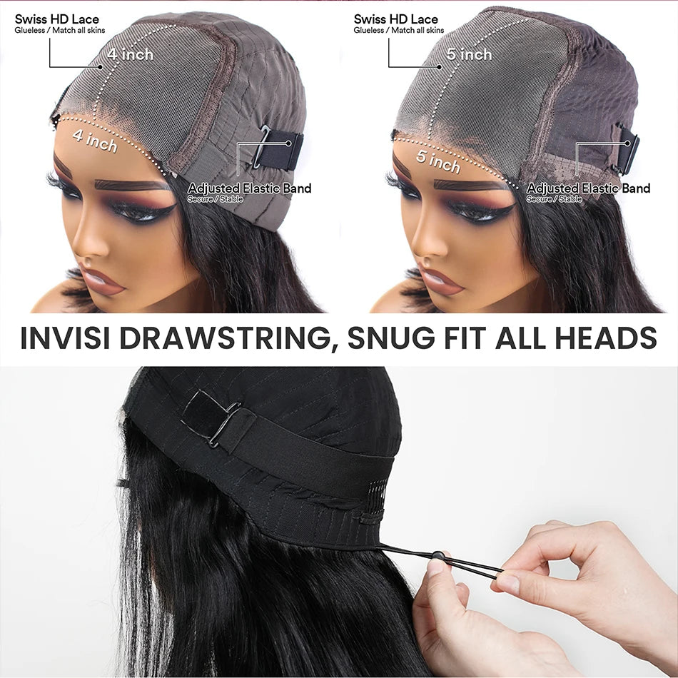 Glueless Human Hair Wigs - 30 Inch Bone Straight Remy Brazilian HD Lace Closure - ZOOMNSTORE