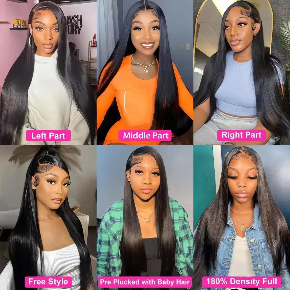 Glueless Lace Front Wig - 13x6 HD Lace Frontal, Brazilian Human Hair, Bone Straight - ZOOMNSTORE