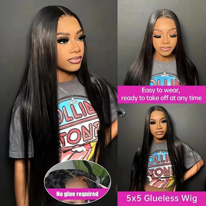Glueless Lace Front Wig - 13x6 HD Lace Frontal, Brazilian Human Hair, Bone Straight - ZOOMNSTORE