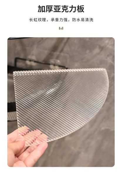 Gold Wall-Mounted Bathroom Storage Rack - Non-Punching Tripod Shampoo Holder - ZOOMNSTORE