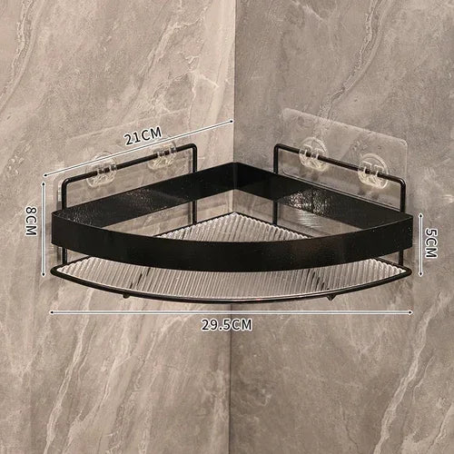 Gold Wall-Mounted Bathroom Storage Rack - Non-Punching Tripod Shampoo Holder - ZOOMNSTORE