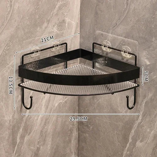 Gold Wall-Mounted Bathroom Storage Rack - Non-Punching Tripod Shampoo Holder - ZOOMNSTORE