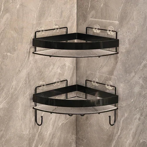 Gold Wall-Mounted Bathroom Storage Rack - Non-Punching Tripod Shampoo Holder - ZOOMNSTORE