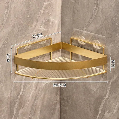Gold Wall-Mounted Bathroom Storage Rack - Non-Punching Tripod Shampoo Holder - ZOOMNSTORE