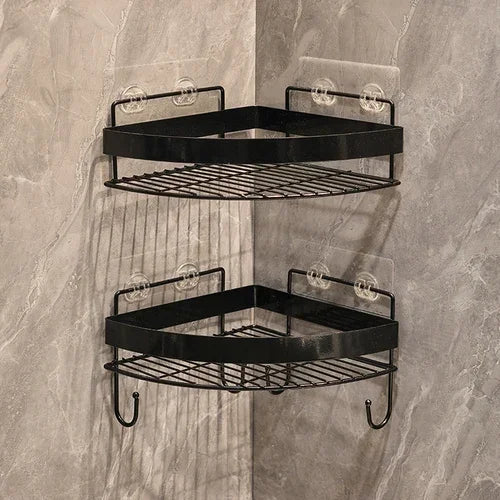 Gold Wall-Mounted Bathroom Storage Rack - Non-Punching Tripod Shampoo Holder - ZOOMNSTORE