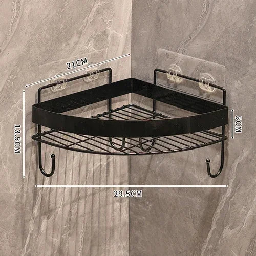 Gold Wall-Mounted Bathroom Storage Rack - Non-Punching Tripod Shampoo Holder - ZOOMNSTORE