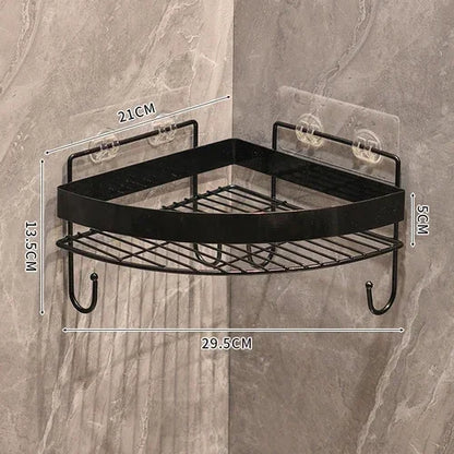 Gold Wall-Mounted Bathroom Storage Rack - Non-Punching Tripod Shampoo Holder - ZOOMNSTORE