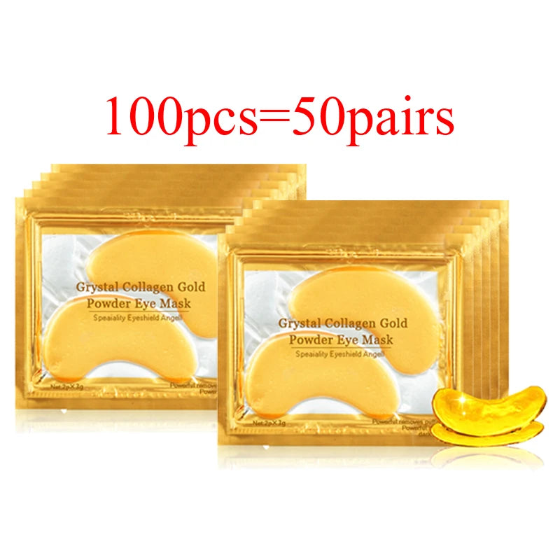 Gold Collagen Eye Masks - 100pcs Anti-Aging Moisturizing Patches for Dark Circles and Puffiness - ZOOMNSTORE