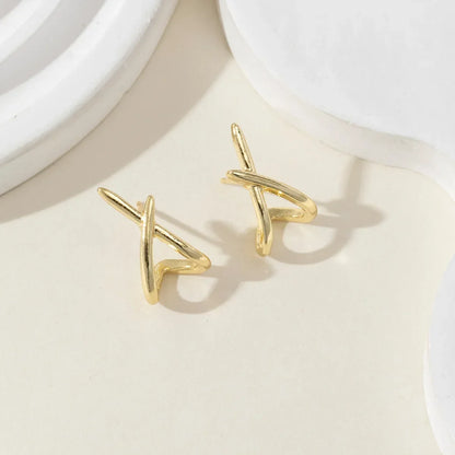 Gold Cross Stud Earrings - Minimalist 14k Gold Plated Jewelry for Women - ZOOMNSTORE