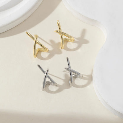 Gold Cross Stud Earrings - Minimalist 14k Gold Plated Jewelry for Women - ZOOMNSTORE