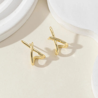 Gold Cross Stud Earrings - Minimalist 14k Gold Plated Jewelry for Women - ZOOMNSTORE