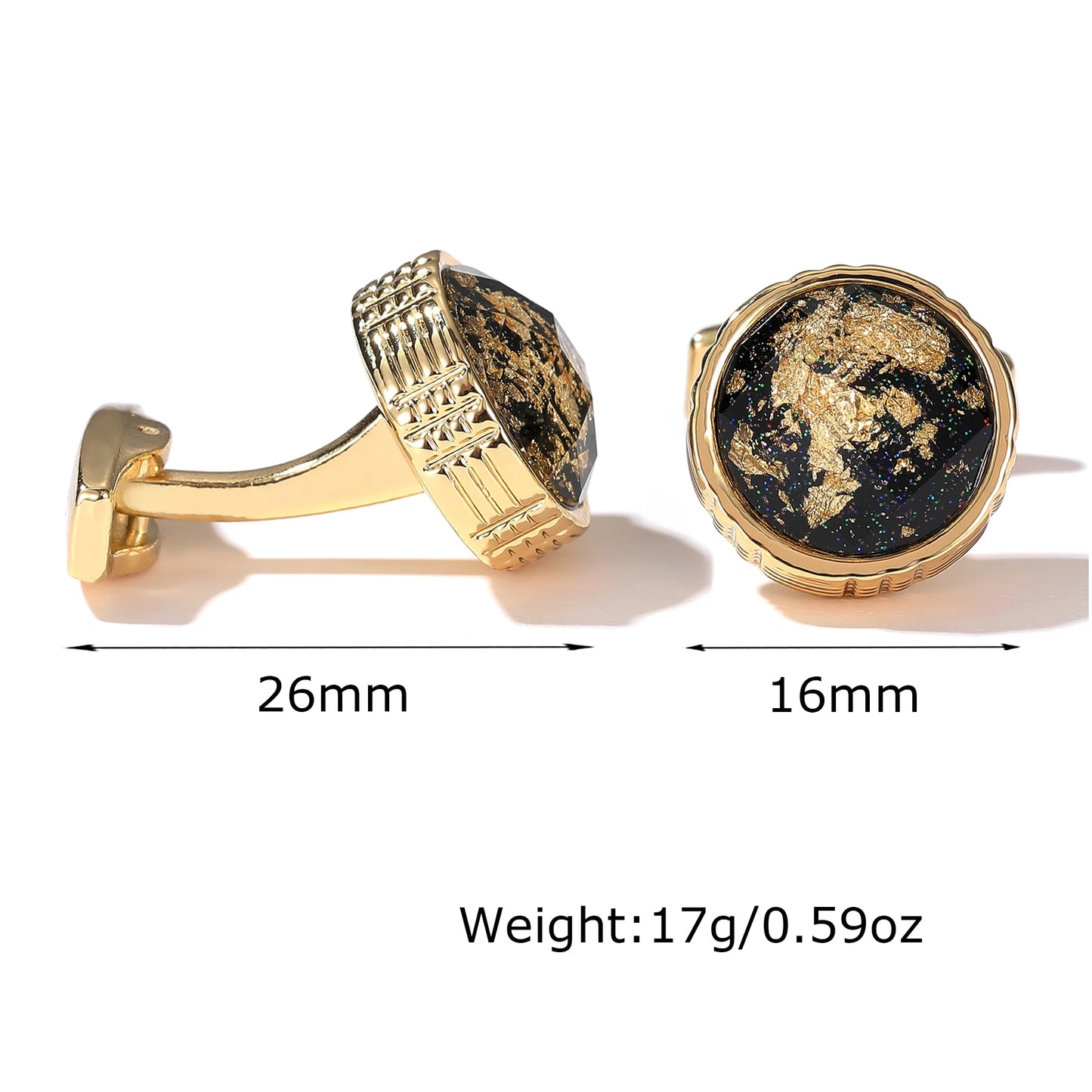 Personalized Gold Cufflinks - Round Tuxedo Formal Shirt Accessories for Men - ZOOMNSTORE