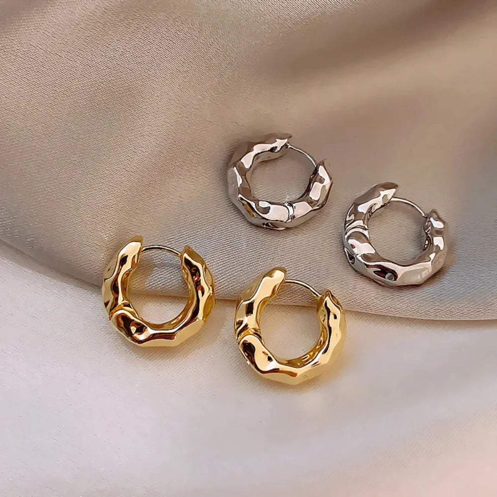 Gold Hoop Earrings - Minimalist Plated Circle Hoops for Women | Classic Lightweight Jewelry - ZOOMNSTORE