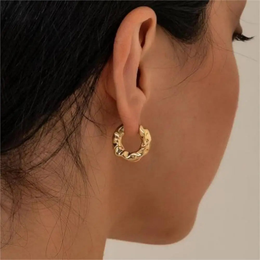 Gold Hoop Earrings - Minimalist Plated Circle Hoops for Women | Classic Lightweight Jewelry - ZOOMNSTORE