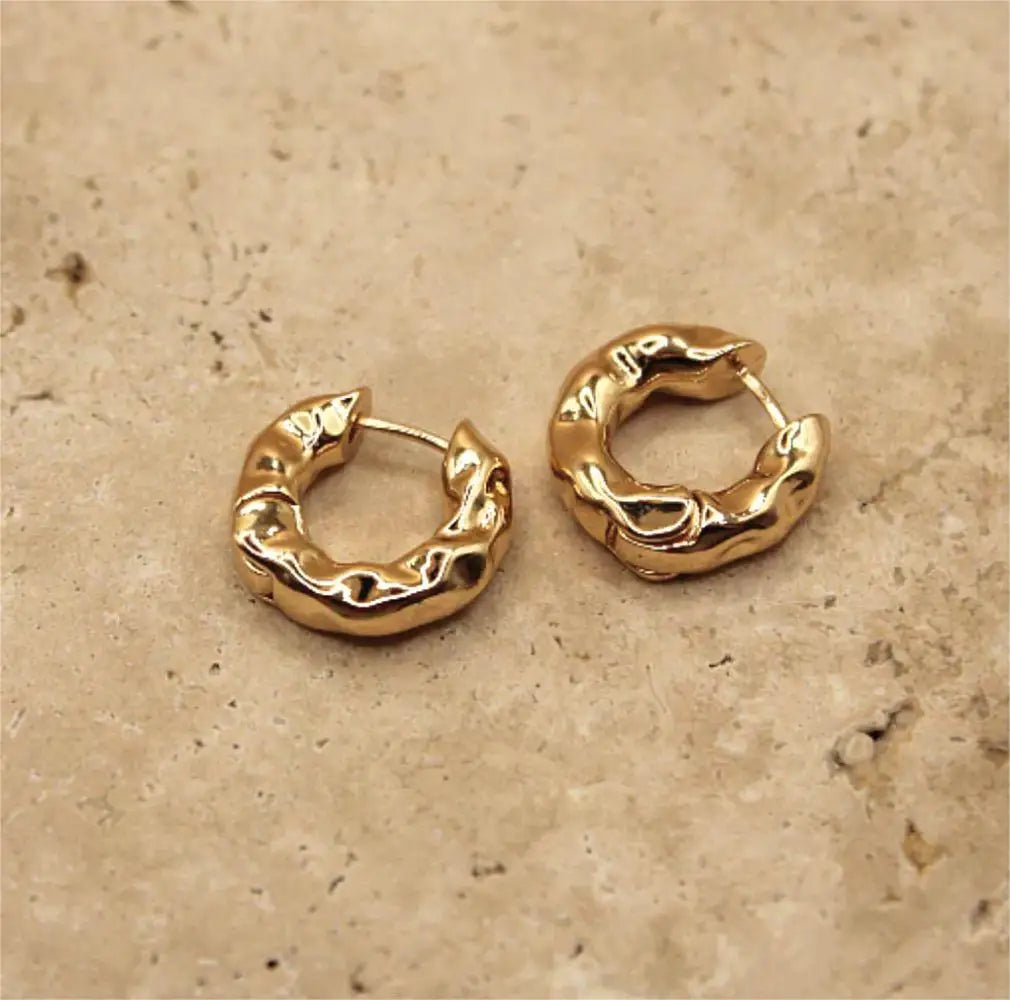 Gold Hoop Earrings - Minimalist Plated Circle Hoops for Women | Classic Lightweight Jewelry - ZOOMNSTORE