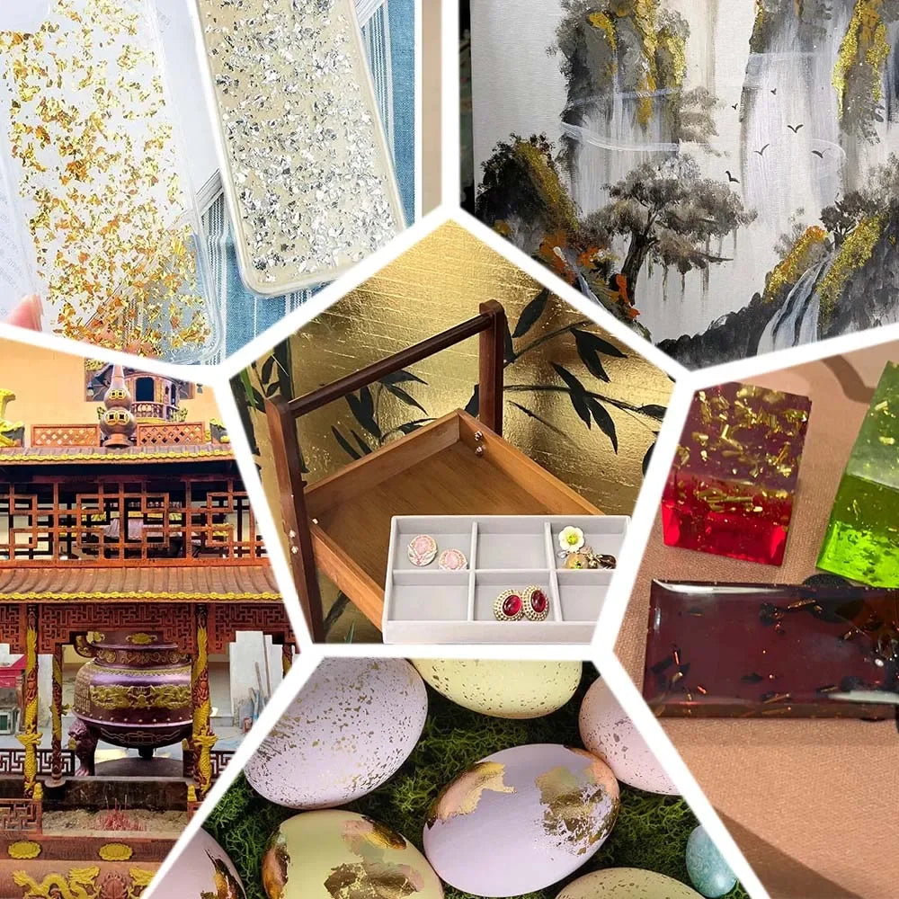 Imitation Gold  Silver Foil Paper - 100pcs DIY Craft Sheets for Resin Candle Plaster Nail Art Home Decoration - ZOOMNSTORE