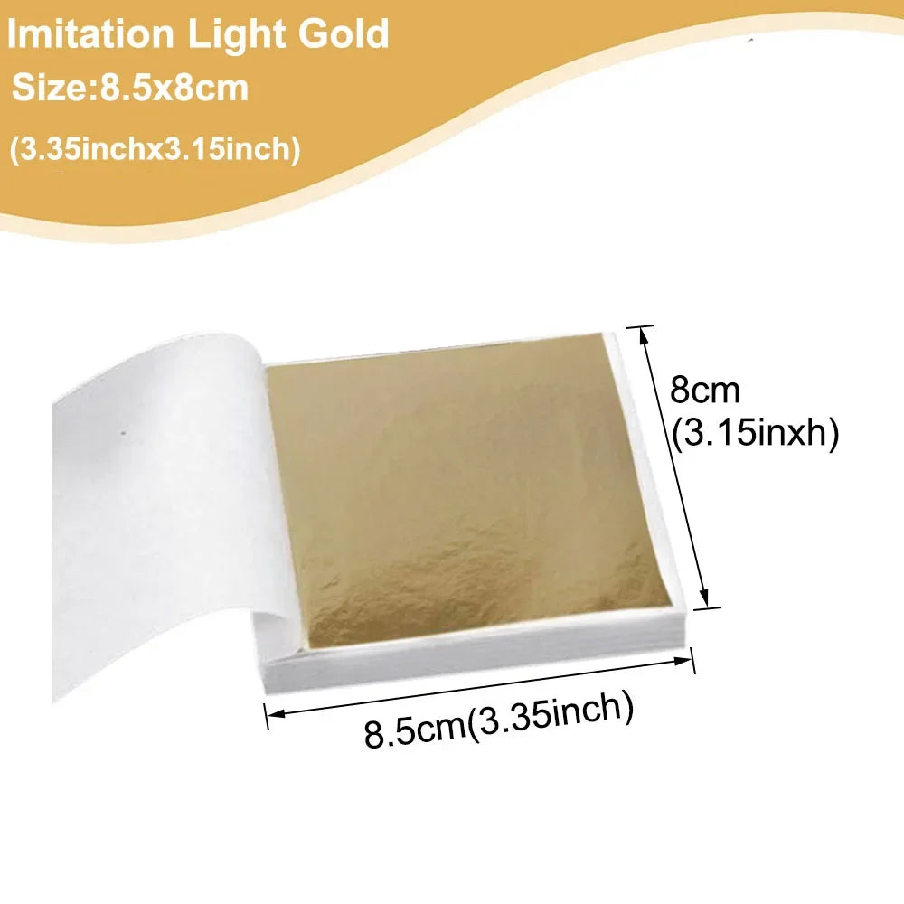 Imitation Gold  Silver Foil Paper - 100pcs DIY Craft Sheets for Resin Candle Plaster Nail Art Home Decoration - ZOOMNSTORE