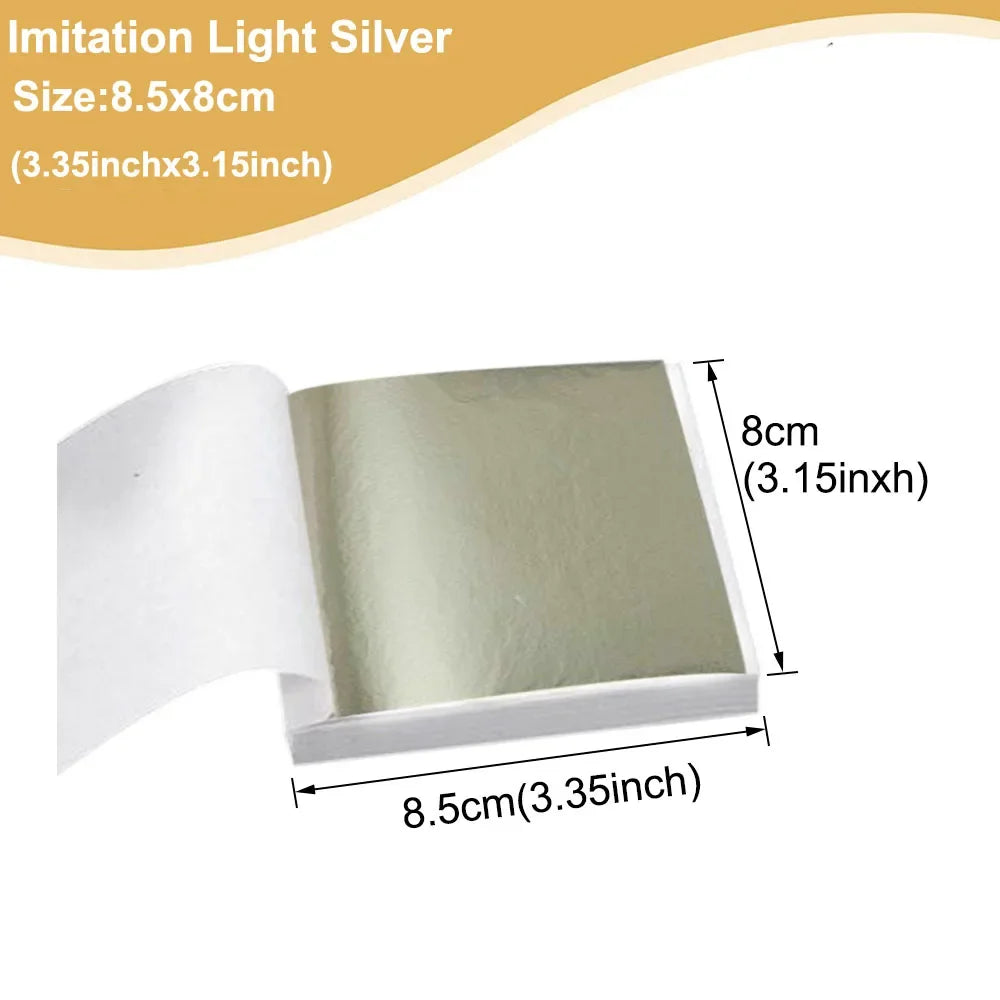 Imitation Gold  Silver Foil Paper - 100pcs DIY Craft Sheets for Resin Candle Plaster Nail Art Home Decoration - ZOOMNSTORE