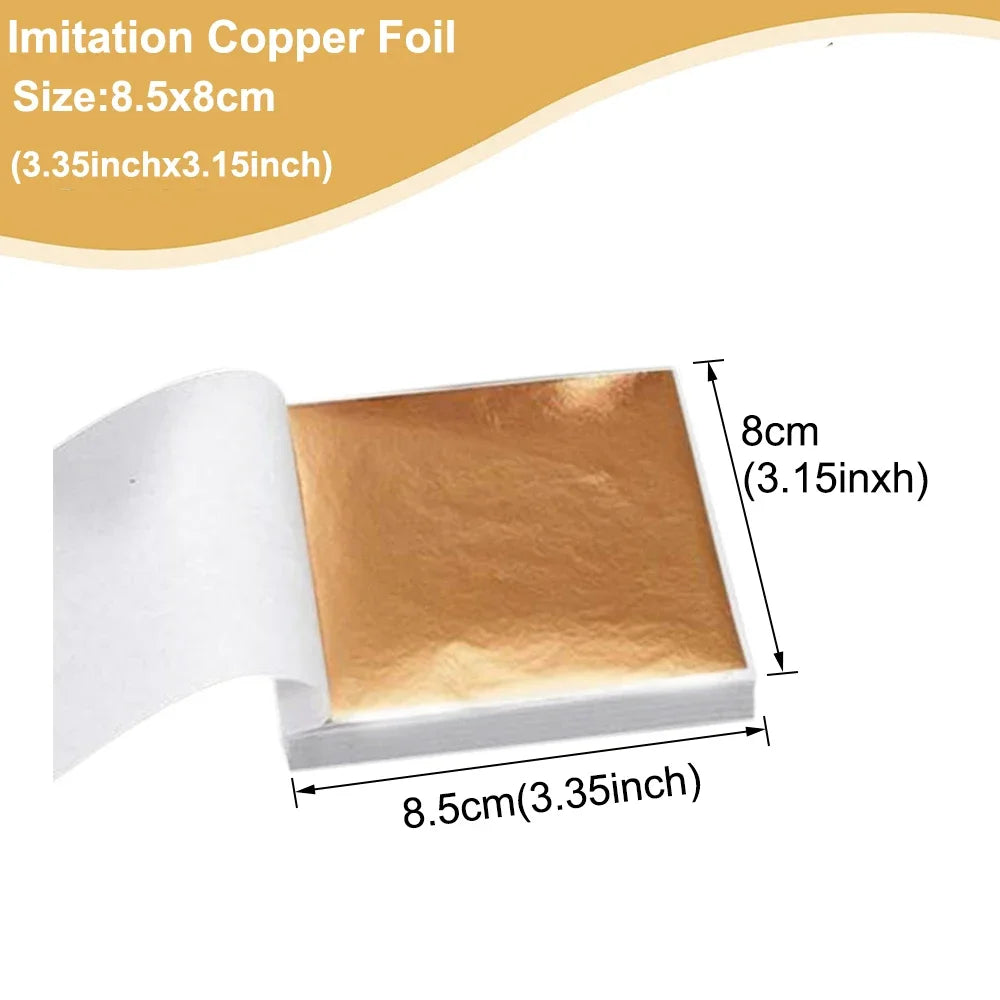 Imitation Gold  Silver Foil Paper - 100pcs DIY Craft Sheets for Resin Candle Plaster Nail Art Home Decoration - ZOOMNSTORE