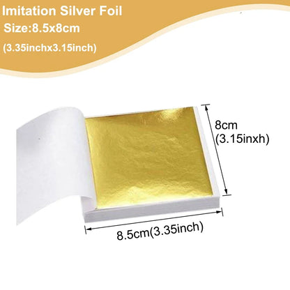 Imitation Gold  Silver Foil Paper - 100pcs DIY Craft Sheets for Resin Candle Plaster Nail Art Home Decoration - ZOOMNSTORE