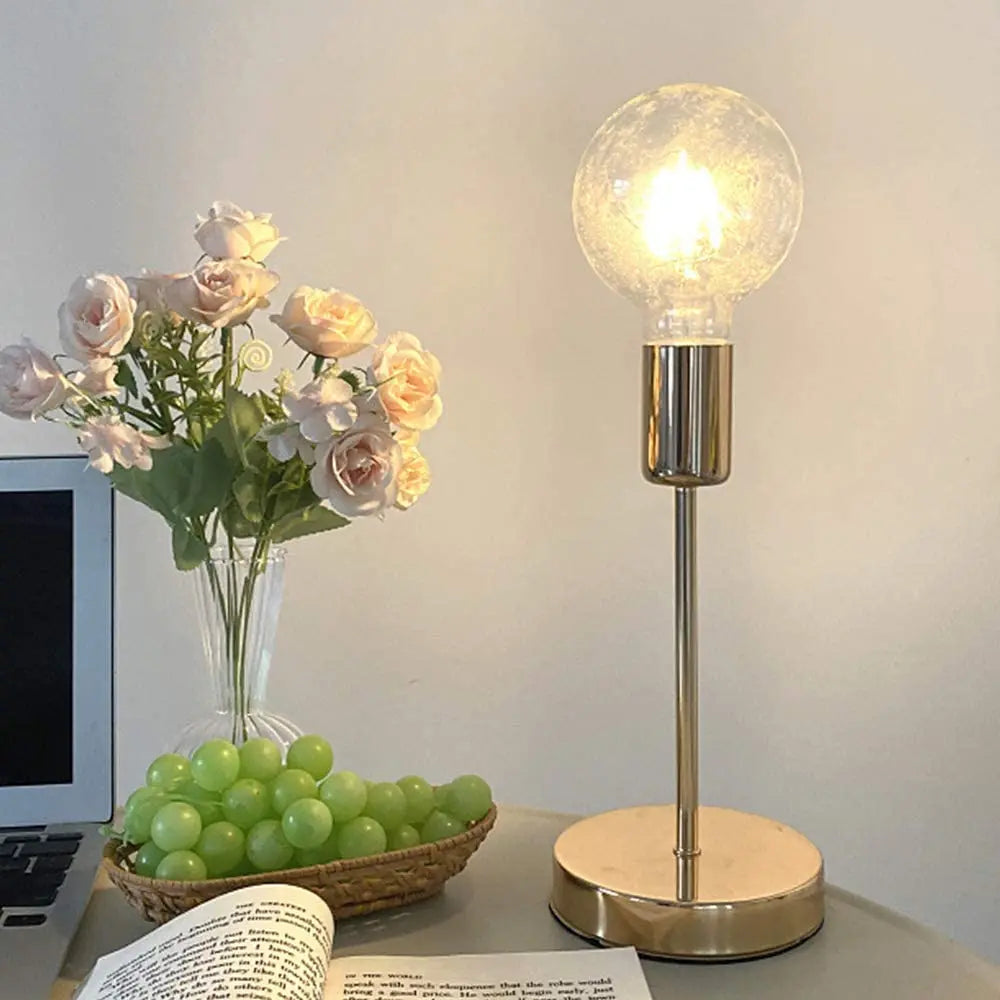 Golden Bedside Lamp - Modern Table Lamp with E27 Bulb, LED Desk Light for Study Room - ZOOMNSTORE