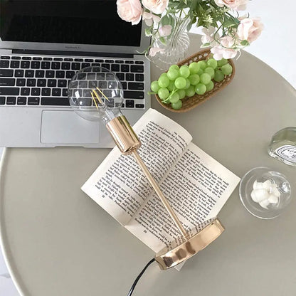 Golden Bedside Lamp - Modern Table Lamp with E27 Bulb, LED Desk Light for Study Room - ZOOMNSTORE