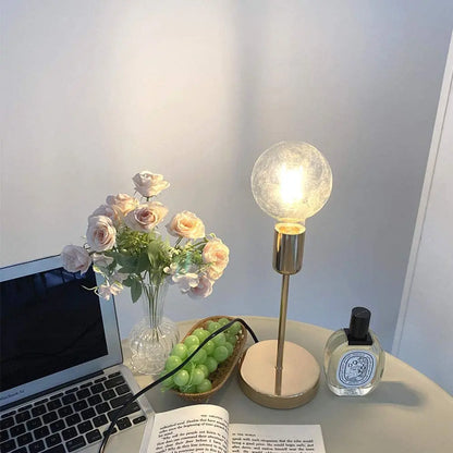 Golden Bedside Lamp - Modern Table Lamp with E27 Bulb, LED Desk Light for Study Room - ZOOMNSTORE