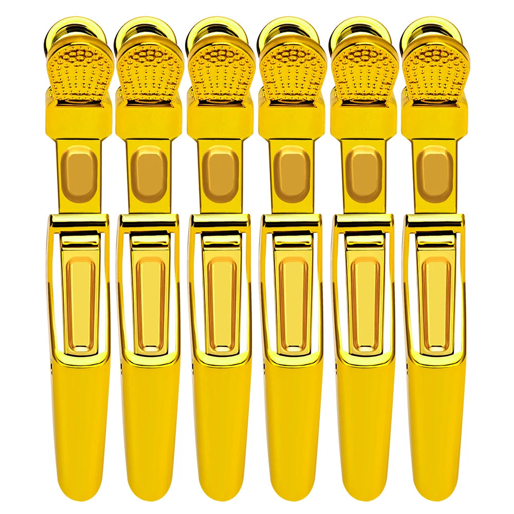 Golden Hair Clips - 6Pcs Plastic Alligator Hair Clamps for Styling & Sectioning - ZOOMNSTORE
