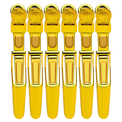 Golden Hair Clips - 6Pcs Plastic Alligator Hair Clamps for Styling & Sectioning - ZOOMNSTORE