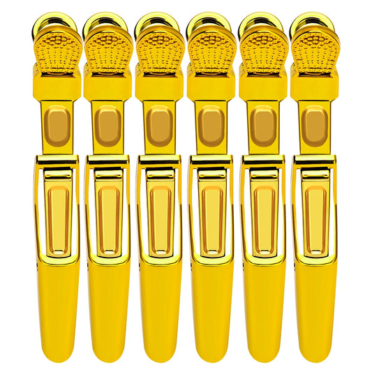 Golden Hair Clips - 6Pcs Plastic Alligator Hair Clamps for Styling & Sectioning - ZOOMNSTORE