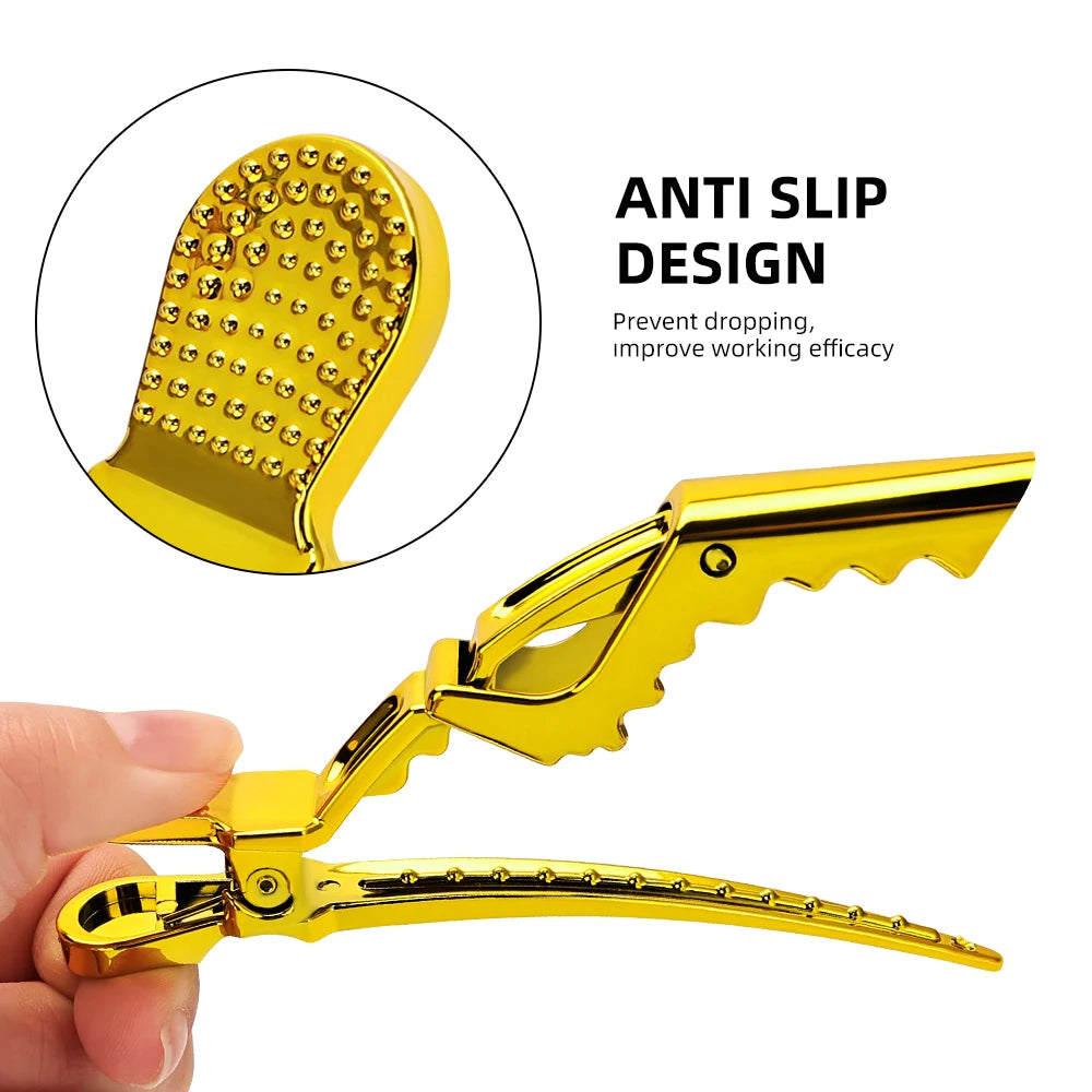 Golden Hair Clips - 6Pcs Plastic Alligator Hair Clamps for Styling & Sectioning - ZOOMNSTORE