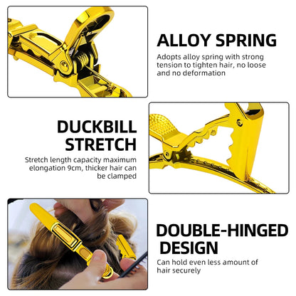 Golden Hair Clips - 6Pcs Plastic Alligator Hair Clamps for Styling & Sectioning - ZOOMNSTORE