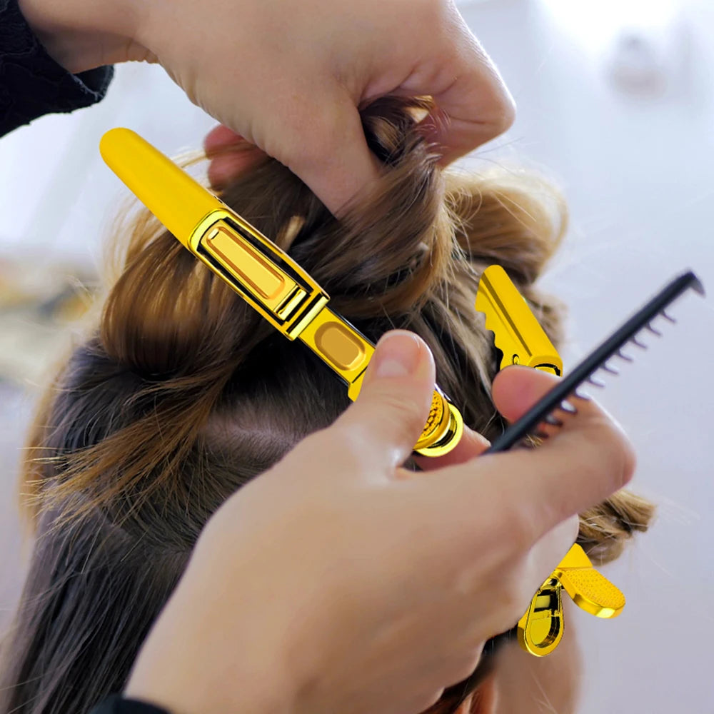 Golden Hair Clips - 6Pcs Plastic Alligator Hair Clamps for Styling & Sectioning - ZOOMNSTORE