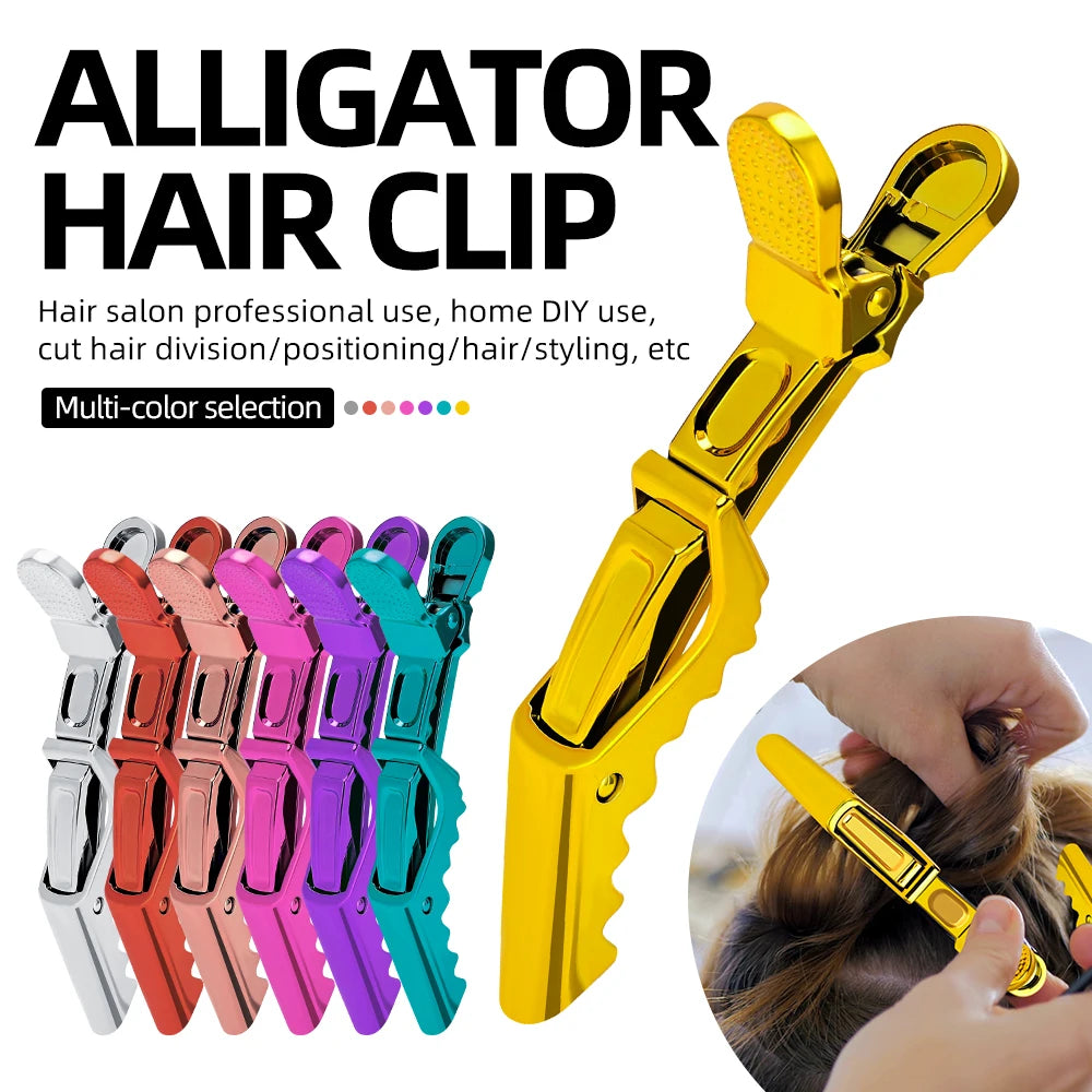 Golden Hair Clips - 6Pcs Plastic Alligator Hair Clamps for Styling & Sectioning - ZOOMNSTORE