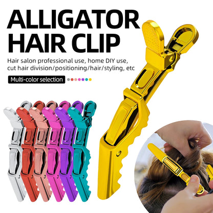 Golden Hair Clips - 6Pcs Plastic Alligator Hair Clamps for Styling & Sectioning - ZOOMNSTORE