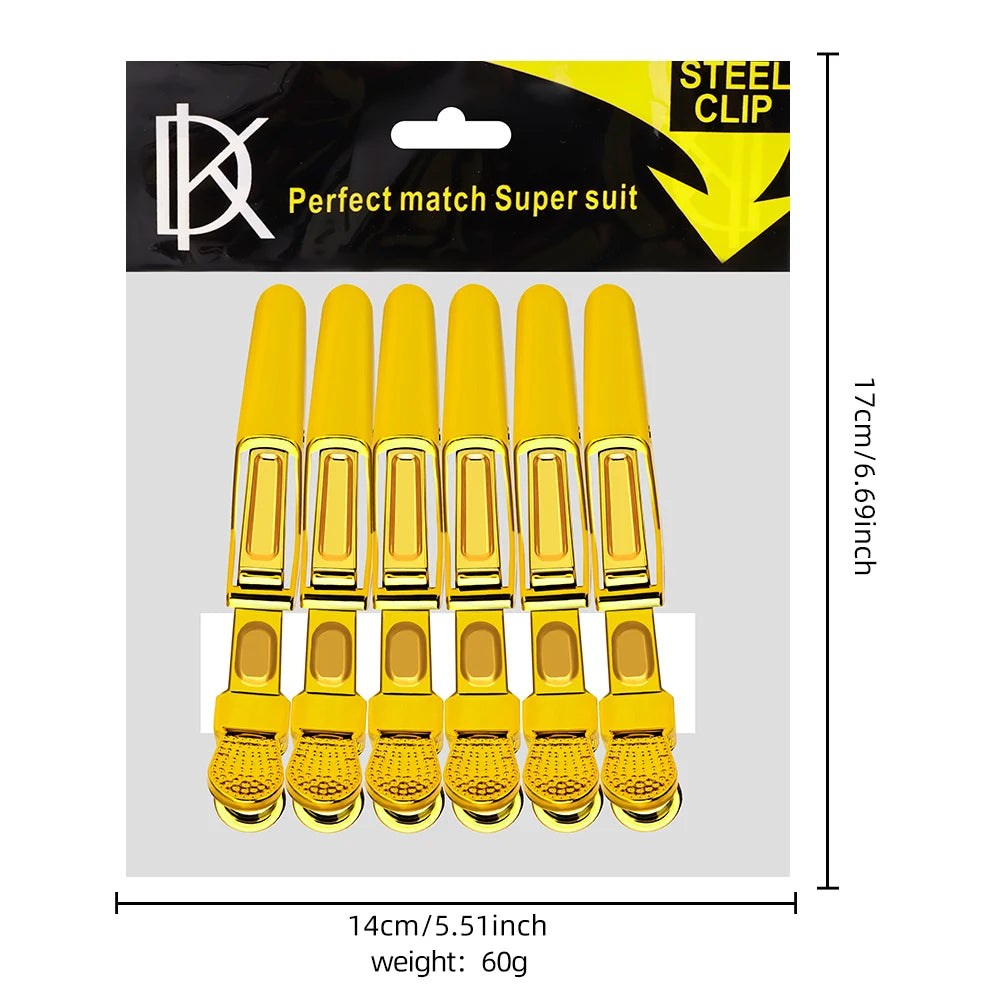 Golden Hair Clips - 6Pcs Plastic Alligator Hair Clamps for Styling & Sectioning - ZOOMNSTORE