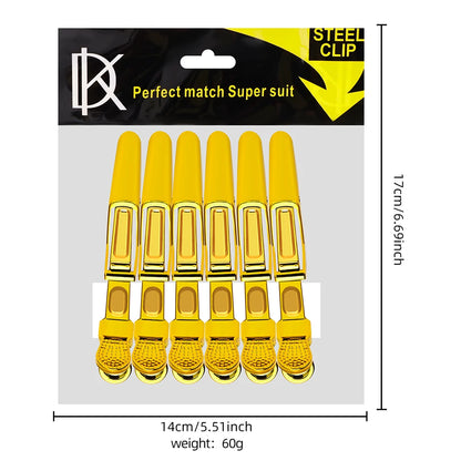 Golden Hair Clips - 6Pcs Plastic Alligator Hair Clamps for Styling & Sectioning - ZOOMNSTORE