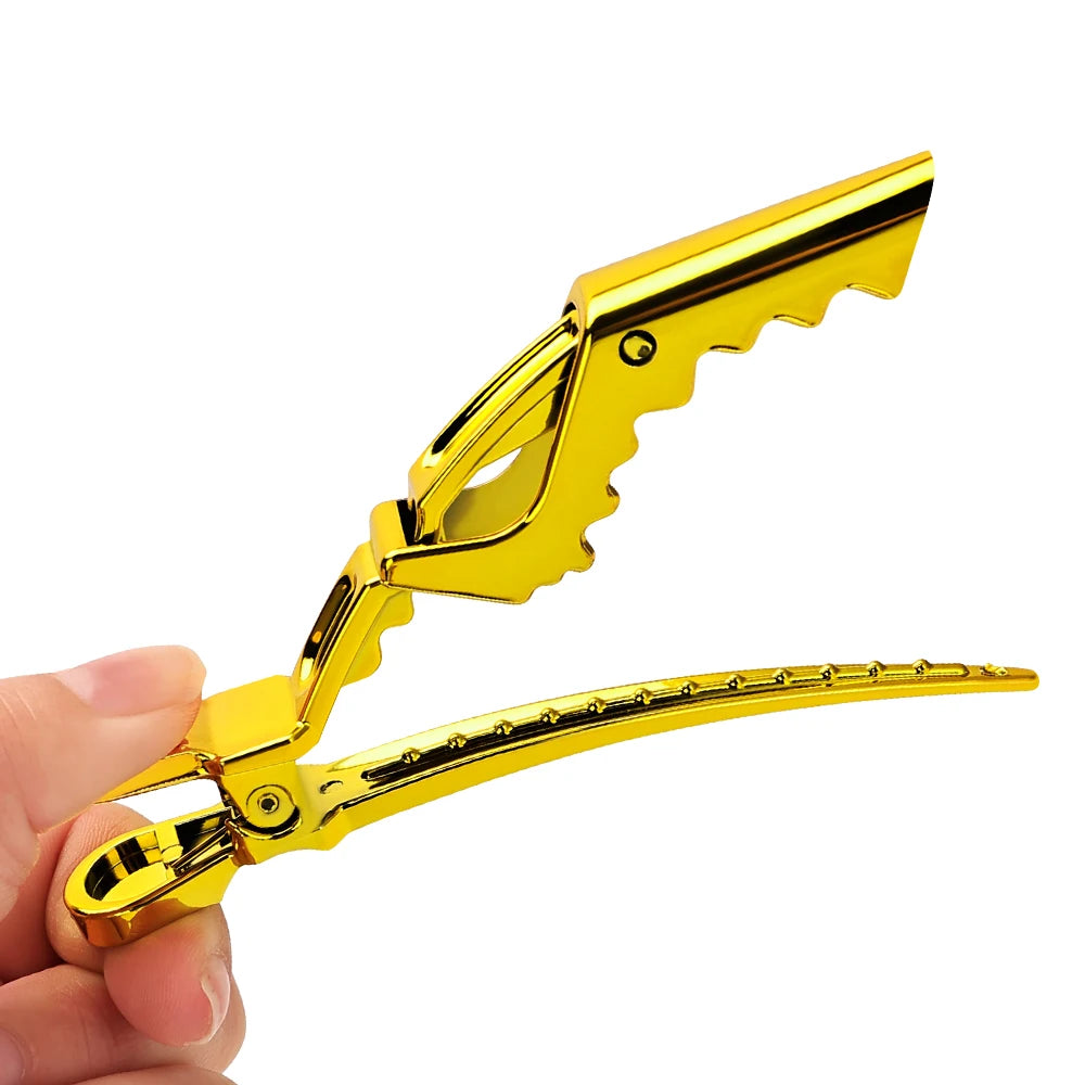 Golden Hair Clips - 6Pcs Plastic Alligator Hair Clamps for Styling & Sectioning - ZOOMNSTORE