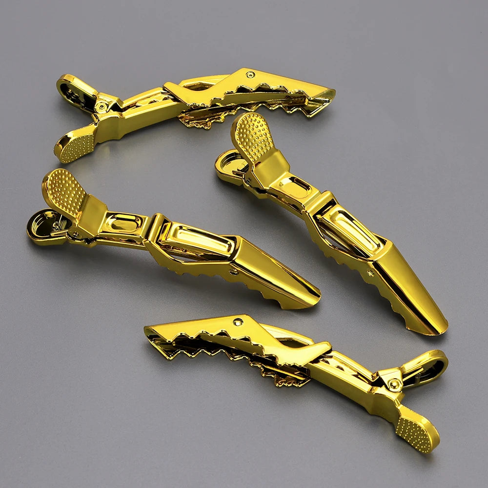 Golden Hair Clips - 6Pcs Plastic Alligator Hair Clamps for Styling & Sectioning - ZOOMNSTORE