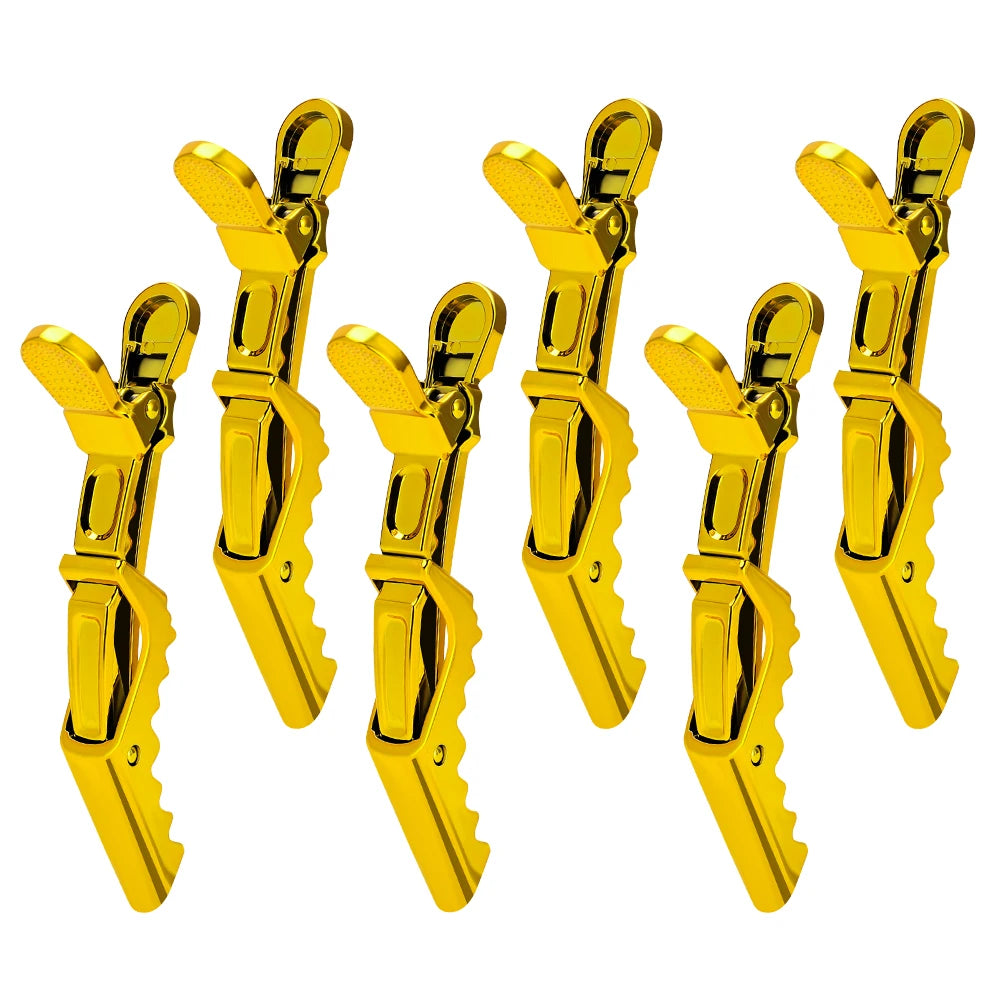 Golden Hair Clips - 6Pcs Plastic Alligator Hair Clamps for Styling & Sectioning - ZOOMNSTORE