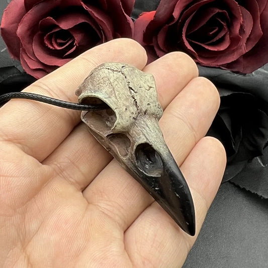 3D Goth Raven Skull Necklace Resin Replica Raven Magpie Crow Gothic Gift Halloween Raven Skull Necklace - ZOOMNSTORE