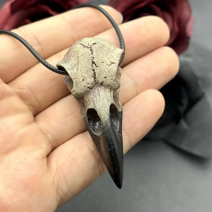 3D Goth Raven Skull Necklace Resin Replica Raven Magpie Crow Gothic Gift Halloween Raven Skull Necklace - ZOOMNSTORE