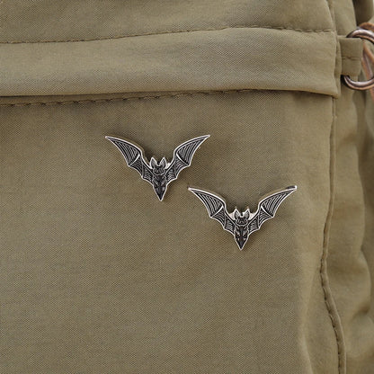 2pcs Bat Enamel Pins Gothic Punk Witch Halloween Brooch Collar Badge Black Spooky Jewelry Gift for Friends - ZOOMNSTORE