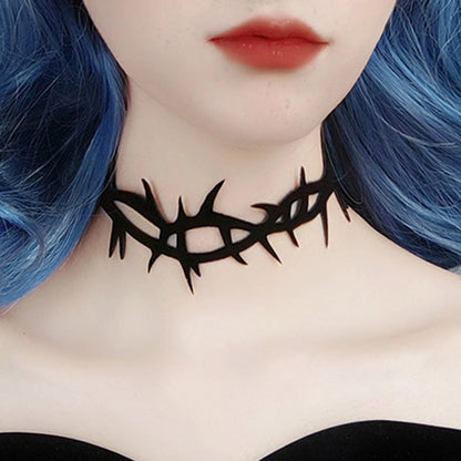 Gothic Black Lace Velvet Thorn Necklace For Women Fashion Punk Choker Necklace Halloween Party Chokers Necklaces Jewelry Gifts - ZOOMNSTORE
